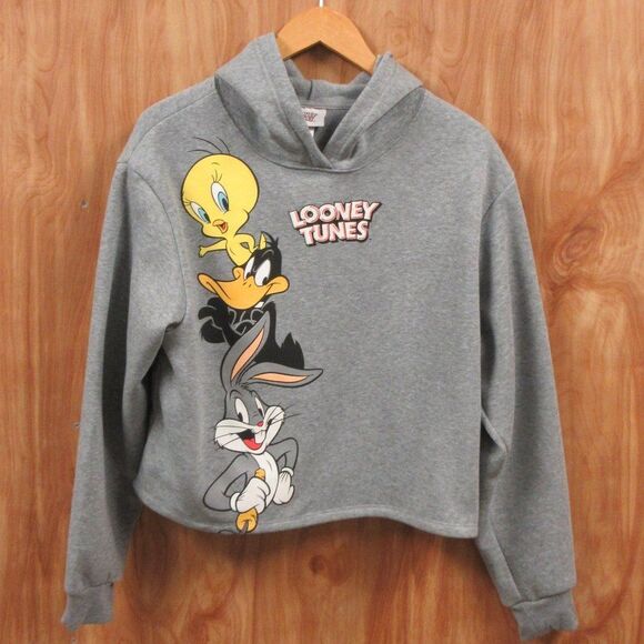 LOONEY TOONS Warner Bros Cropped Hoodie Sweatshirt Juniors S 3-5 Bugs Tweety NWT - Picture 4 of 12